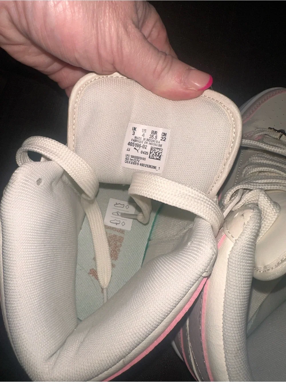 PUMA Pearls & Gold Youth Girls Size 4 High-Top Sneakers in Cream & Blush Pink